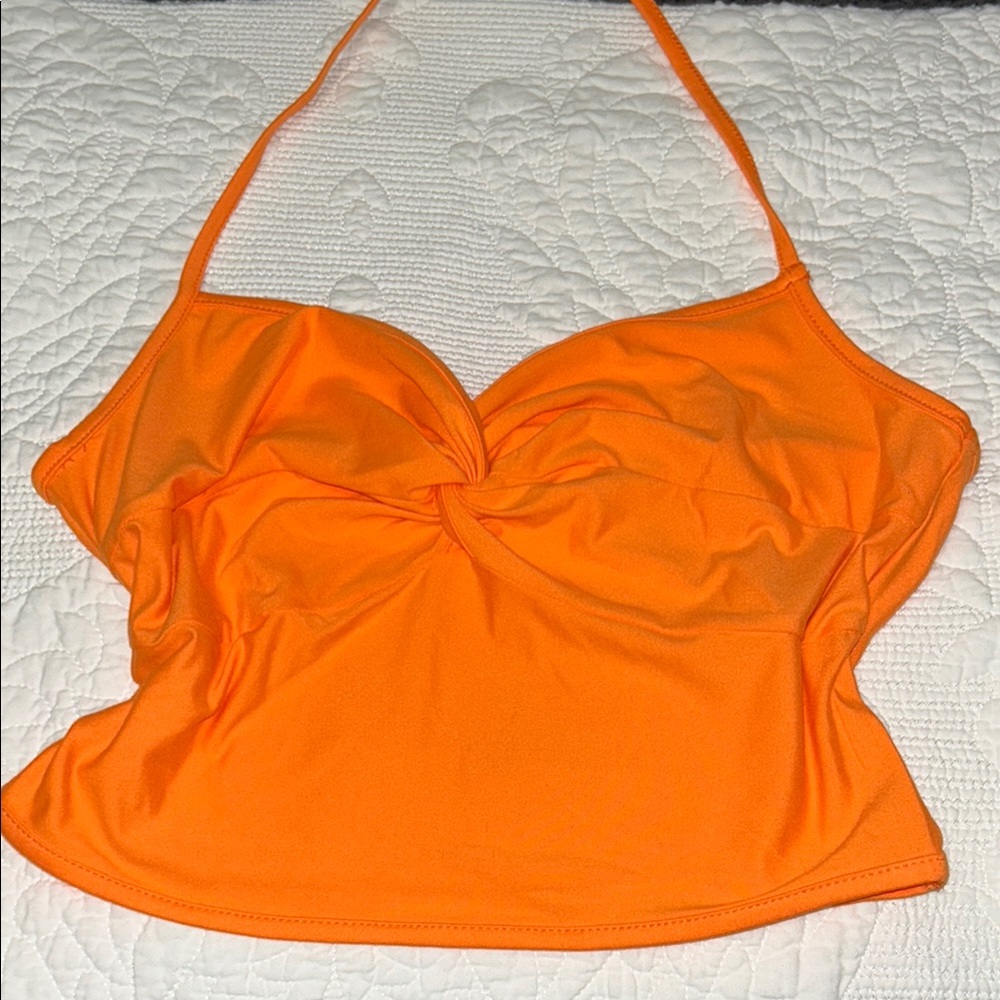 Chic Orange Twist Halter Top